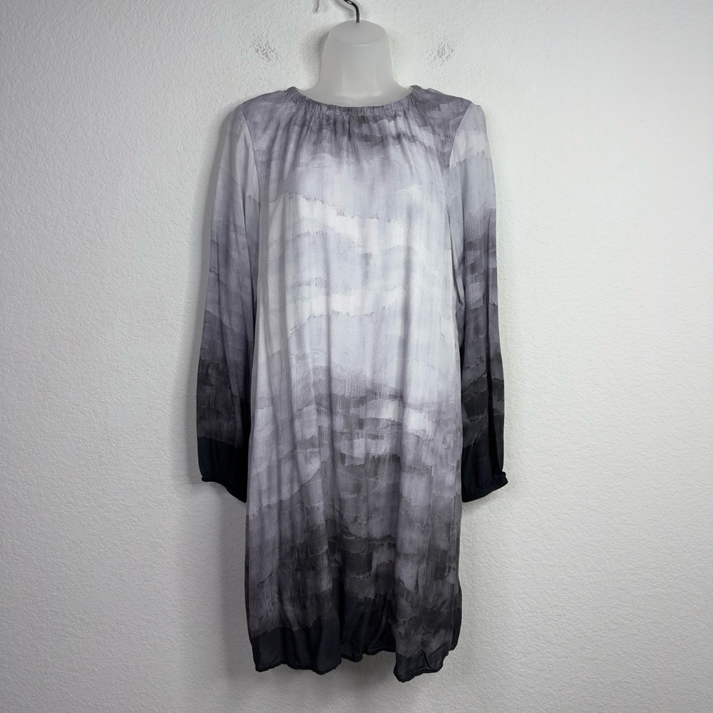 Bella Dahl Dress Womens M Black White Ombre Long Sleeve Lagenlook‎ Boho Artsy